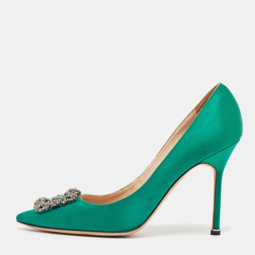 Manolo Blahnik Green Satin Hangisi Pumps Size 41 - Manolo Blahnik - Modalova