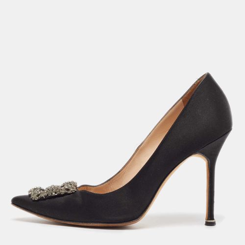 Manolo Blahnik Black Satin Hangisi Pumps Size 40 - Manolo Blahnik - Modalova