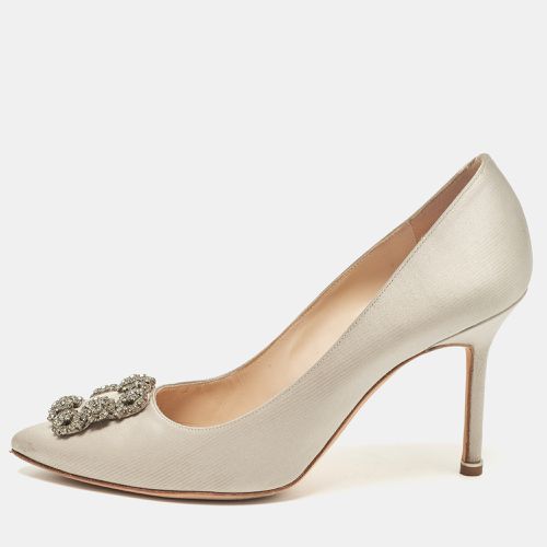 Manolo Blahnik Grey Satin Hangisi Pumps Size 40 - Manolo Blahnik - Modalova