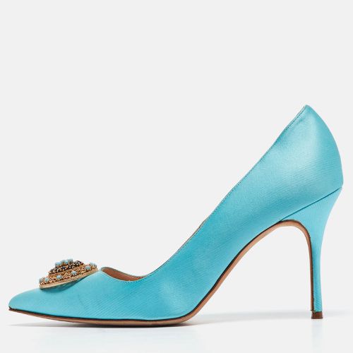 Manolo Blahnik Blue Satin Giuba Pumps Size 40 - Manolo Blahnik - Modalova