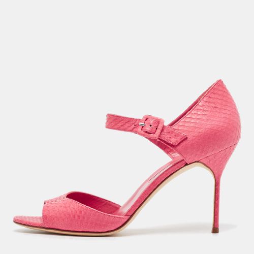 Manolo Blahnik Pink Python Ankle Strap Sandals Size 41 - Manolo Blahnik - Modalova