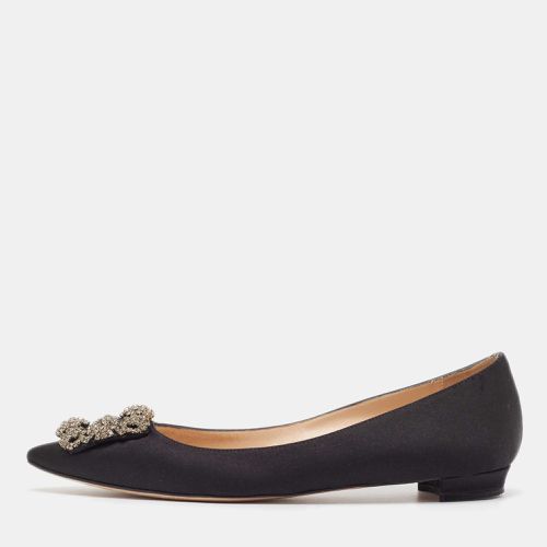 Manolo Blahnik Black Satin Hangisi Ballet Flats Size 39.5 - Manolo Blahnik - Modalova