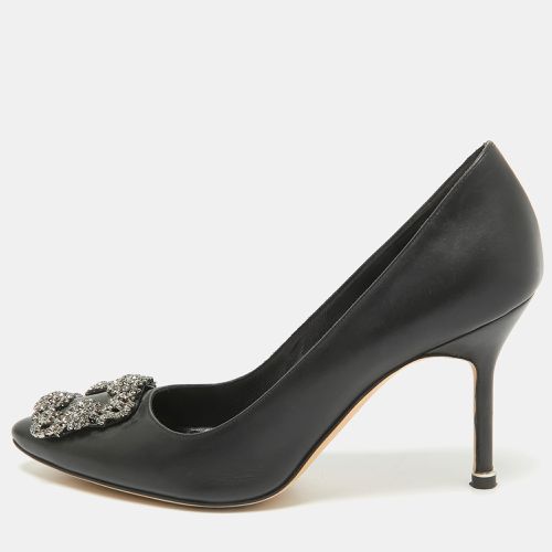 Manolo Blahnik Black Leather Hangisi Pumps Size 37.5 - Manolo Blahnik - Modalova