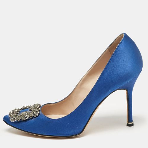 Manolo Blahnik Blue Satin Hangisi Pumps Size 37.5 - Manolo Blahnik - Modalova