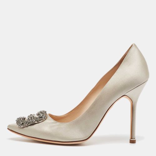 Manolo Blahnik Grey Satin Hangisi Pumps Size 39 - Manolo Blahnik - Modalova