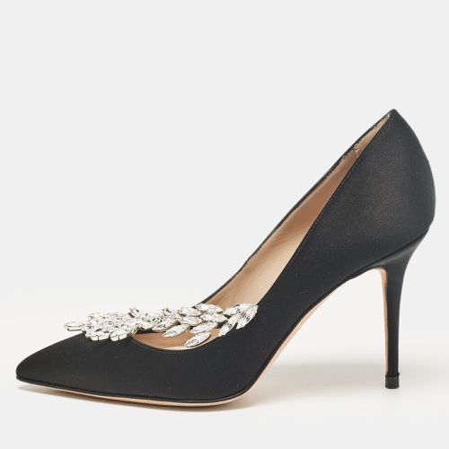 Manolo Blahnik Black Satin Nadira Pumps Size 34 - Manolo Blahnik - Modalova