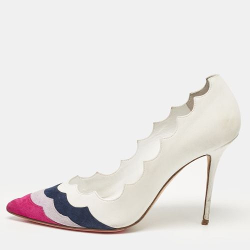 Manolo Blahnik White/Tricolor Leather and Suede Pointed Toe Pumps Size 37.5 - Manolo Blahnik - Modalova