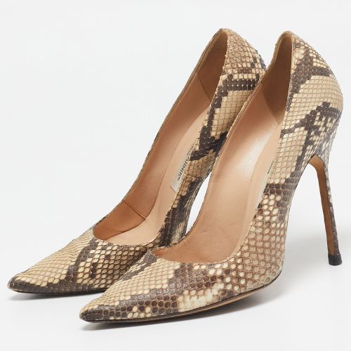 Beige Python Leather BB Pointed Toe Pumps Size 38 - Manolo Blahnik - Modalova