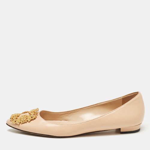 Manolo Blahnik Beige Leather Hangisi Ballet Flats Size 38.5 - Manolo Blahnik - Modalova