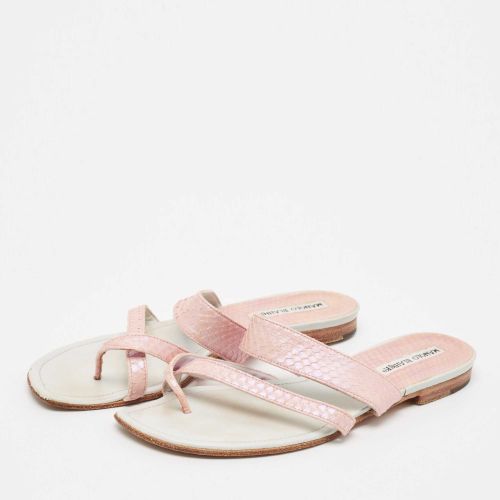 Python Leather Susa Flat Slides Size 38 - Manolo Blahnik - Modalova