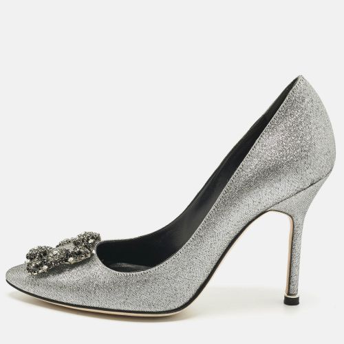 Manolo Blahnik Silver Lurex Fabric Hangisi Pumps Size 37.5 - Manolo Blahnik - Modalova