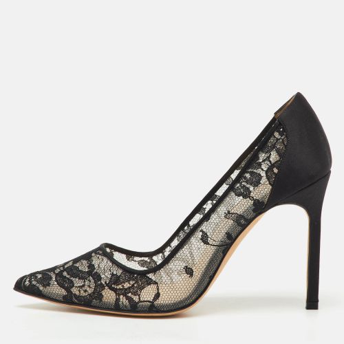 Manolo Blahnik Black Lace and Satin BB Pointed Toe Pumps Size 36.5 - Manolo Blahnik - Modalova