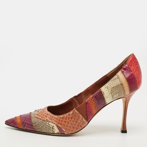 Size 40.5 Python Leather Pointed Toe Pumps - Manolo Blahnik - Modalova