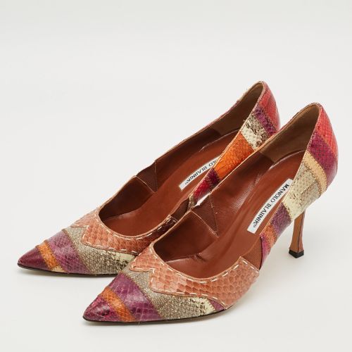 Size 40.5 Python Leather Pointed Toe Pumps - Manolo Blahnik - Modalova