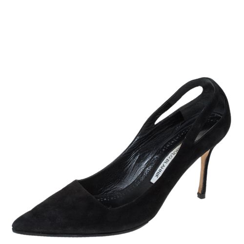 Manolo Blahnik Black Suede Cut Out Detail Pointed Toe Pumps Size 39 - Manolo Blahnik - Modalova