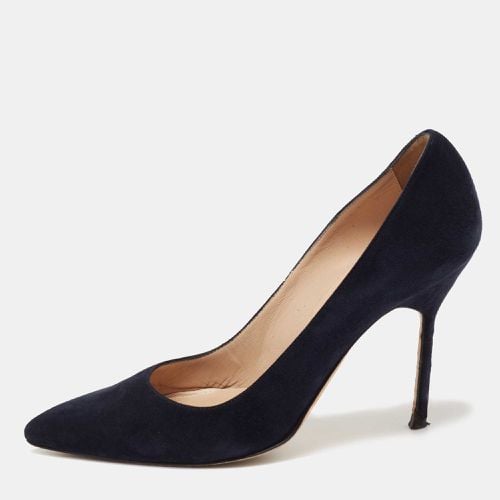 Manolo Blahnik Navy Blue Suede BB Pointed Toe Pumps Size 35.5 - Manolo Blahnik - Modalova