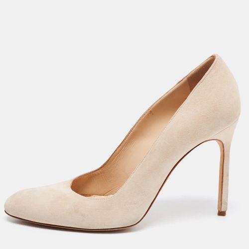 Manolo Blahnik Beige Suede Round Toe Pumps Size 38 - Manolo Blahnik - Modalova