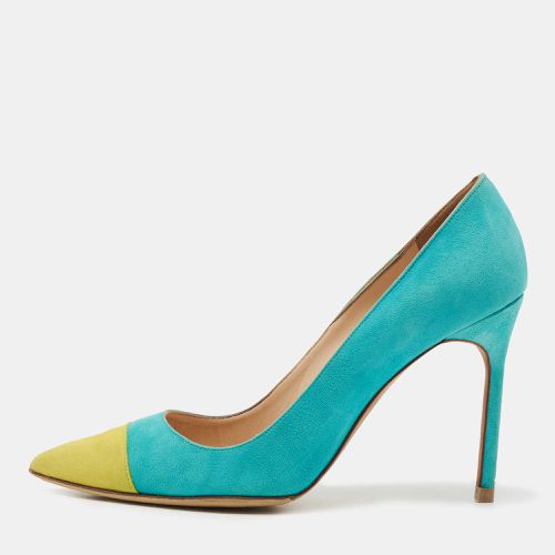 Manolo Blahnik Turquoise/Yellow Suede Bipunta Pumps Size 37.5 - Manolo Blahnik - Modalova