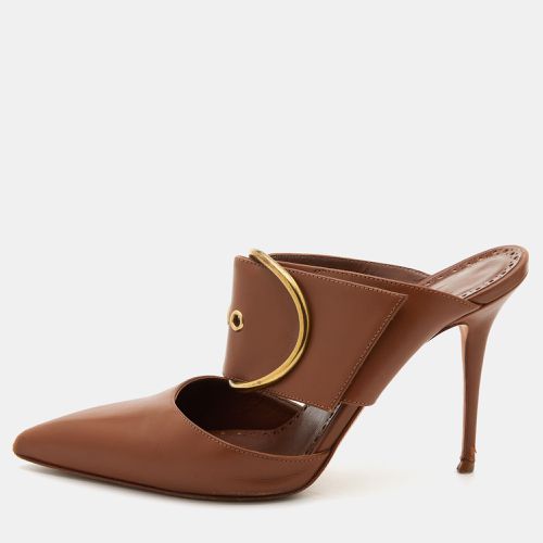 Manolo Blahnik Brown Leather Buckle Detail Pointed Toe Mules Size 36 - Manolo Blahnik - Modalova