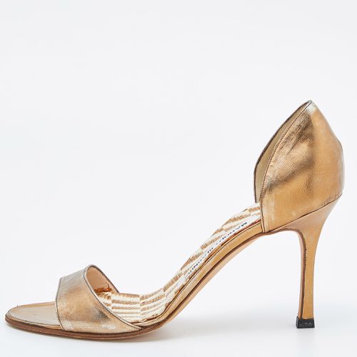 Manolo Blahnik Bronze Leather Open Toe Pumps Size 36.5 - Manolo Blahnik - Modalova