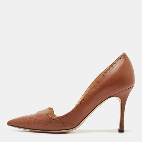 Manolo Blahnik Brown Leather Perforated Pumps Size 39 - Manolo Blahnik - Modalova