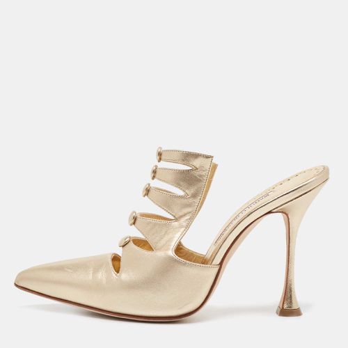 Manolo Blahnik Metallic Gold Leather Mules Size 38 - Manolo Blahnik - Modalova