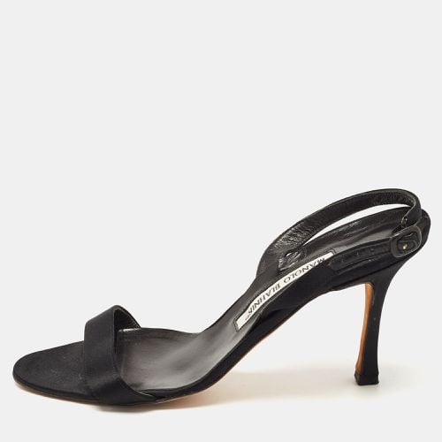 Manolo Blahnik Black Satin Slingback Sandals Size 37.5 - Manolo Blahnik - Modalova