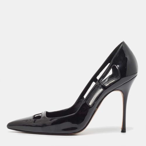 Manolo Blahnik Black Patent Leather Cut Out Pumps Size 36.5 - Manolo Blahnik - Modalova