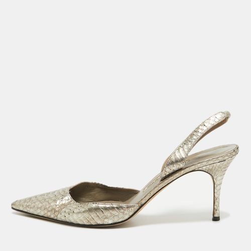 Manolo Blahnik Metallic Embossed Python Carolyne Slingback Pumps Size 40 - Manolo Blahnik - Modalova