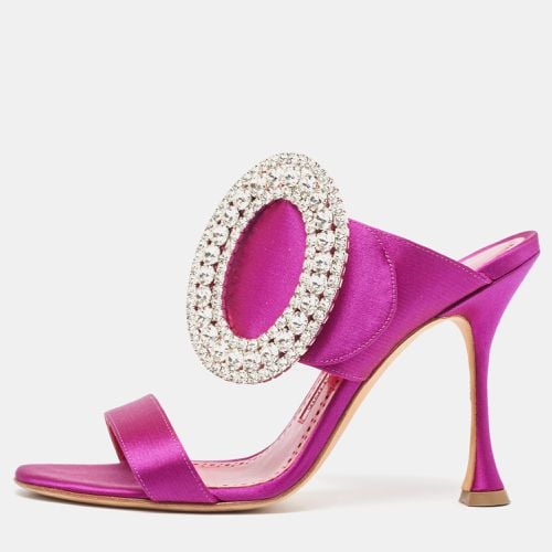 Manolo Blahnik Purple Satin Fibiona Slide Sandals Size 36.5 - Manolo Blahnik - Modalova