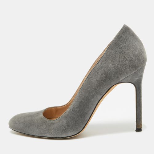 Manolo Blahnik Grey Suede Round Toe Pumps Size 35.5 - Manolo Blahnik - Modalova