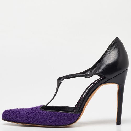 Manolo Blahnik Purple/Black Tweed and Leather Pointed Toe Pumps Size 40 - Manolo Blahnik - Modalova