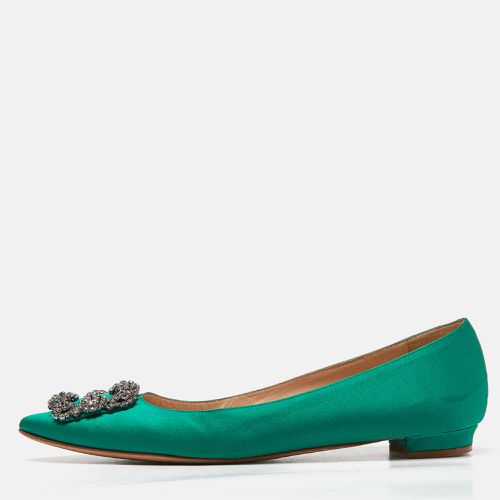 Manolo Blahnik Green Satin Hangisi Ballet Flats Size 39.5 - Manolo Blahnik - Modalova