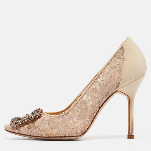 Lace and Satin Hangisi Pumps Size 36.5 - Manolo Blahnik - Modalova