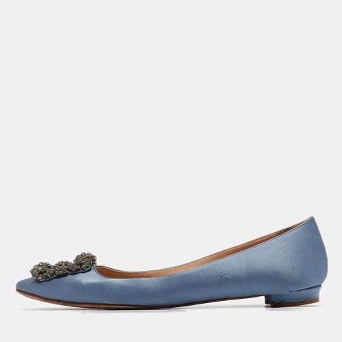 Manolo Blahnik Blue Satin Hangisi Ballet Flats Size 37 - Manolo Blahnik - Modalova