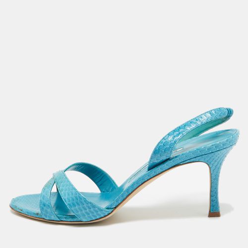 Manolo Blahnik Blue Python Slingback Sandals Size 39.5 - Manolo Blahnik - Modalova