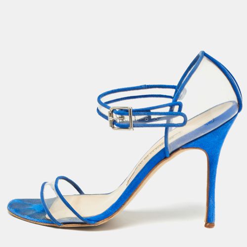 Manolo Blahnik Blue/Transperent PVC and Suede Mary Jane Pumps Size 36.5 - Manolo Blahnik - Modalova