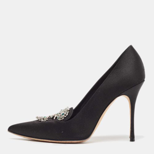 Manolo Blahnik Black Satin Crystal Embellished Pumps Size 39 - Manolo Blahnik - Modalova