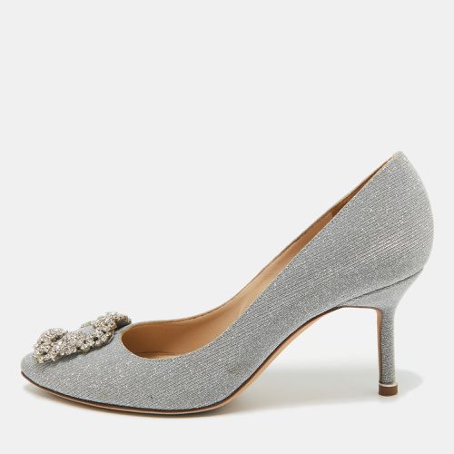 Manolo Blahnik Silver Glitter Hangisi Pumps Size 37.5 - Manolo Blahnik - Modalova