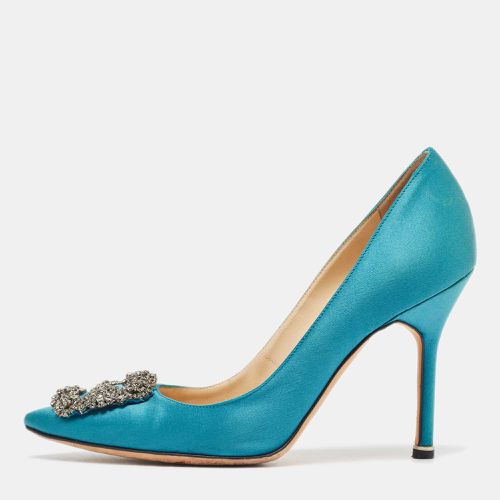 Manolo Blahnik Teal Satin Hangisi Pumps Size 37.5 - Manolo Blahnik - Modalova