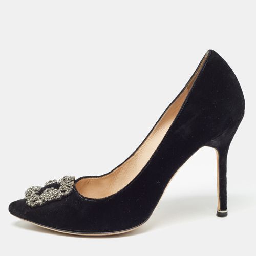 Manolo Blahnik Black Velvet Hangisi Pumps Size 40 - Manolo Blahnik - Modalova