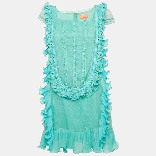 Manoush Sea Green Embellished Silk Ruffle Detail Short Dress S - Manoush - Modalova