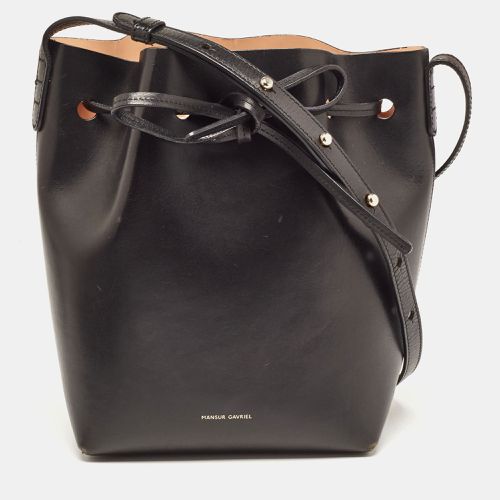 Mansur Gavriel Black Leather Drawstring Bucket Bag - Mansur Gavriel - Modalova