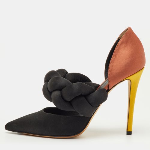Marco de Vincenzo Black/Brown Satin Rope Pointed Toe Pumps Size 39 - Marco de vincenzo - Modalova