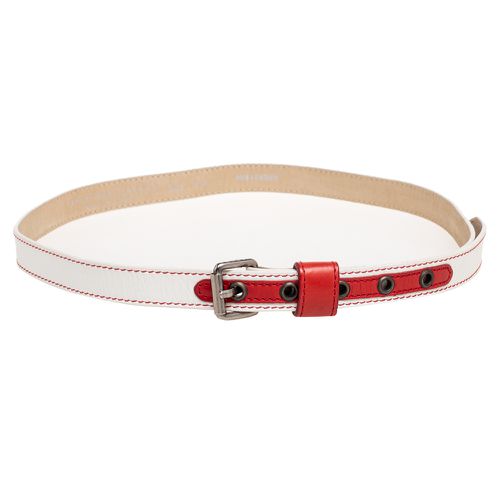 Marc by Marc Jacobs White/Red Leather Buckle Belt S/M - Marc by Marc Jacobs - Modalova