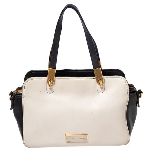 Marc by Marc Jacobs Black-Beige Leather Ligero Satchel - Marc by Marc Jacobs - Modalova