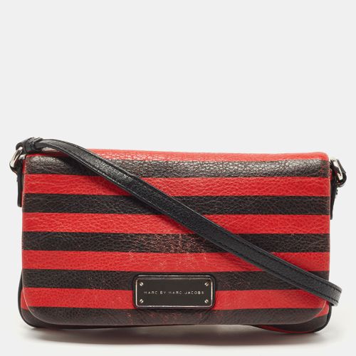 Marc by Marc Jacobs Red/Black Stripe Leather Percy Flap Crossbody Bag - Marc by Marc Jacobs - Modalova