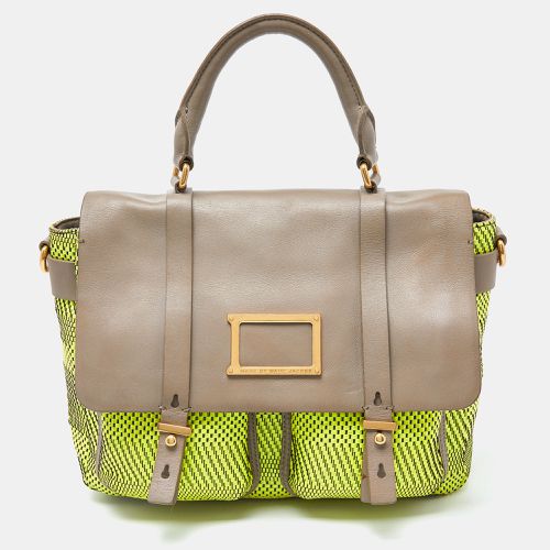 Marc by Marc Jacobs Neon Green/Grey Woven Patent and Leather Werdie Top Handle Bag - Marc by Marc Jacobs - Modalova