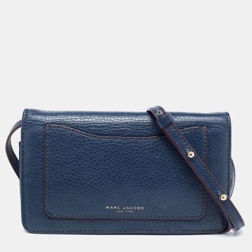 Marc Jacobs Navy Blue Leather Recruit Wallet on Strap - Marc Jacobs - Modalova