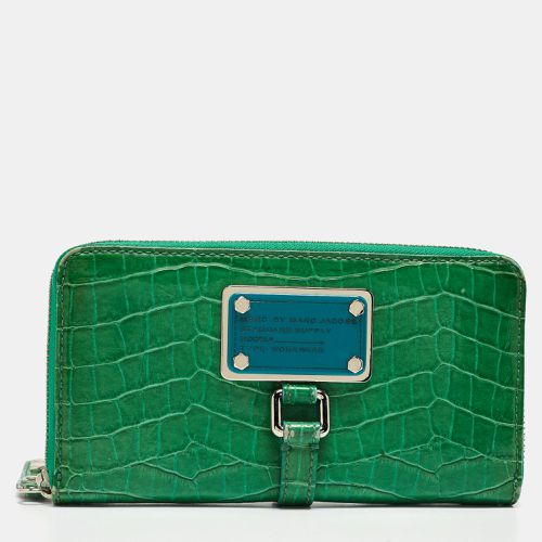 Marc by Marc Jacobs Green Croc Embossed Patent Leather Zip Around Wallet - Marc by Marc Jacobs - Modalova